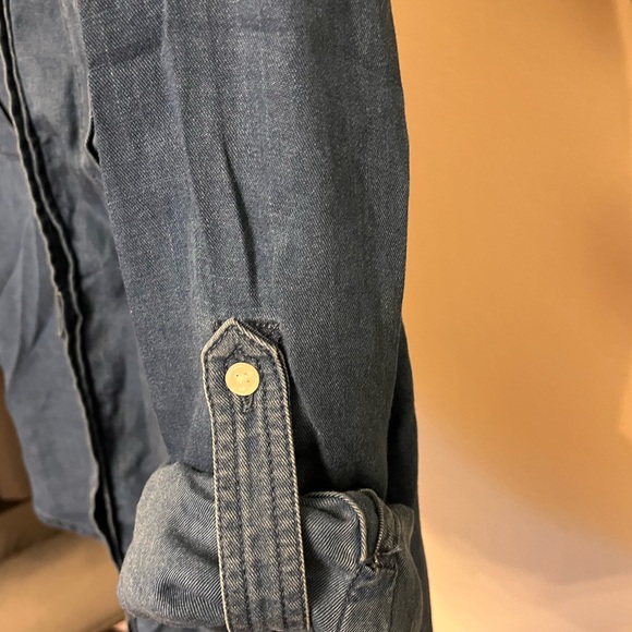 Jean like, button up top. Really cute with roll up sleeves. - Picture 2 of 3